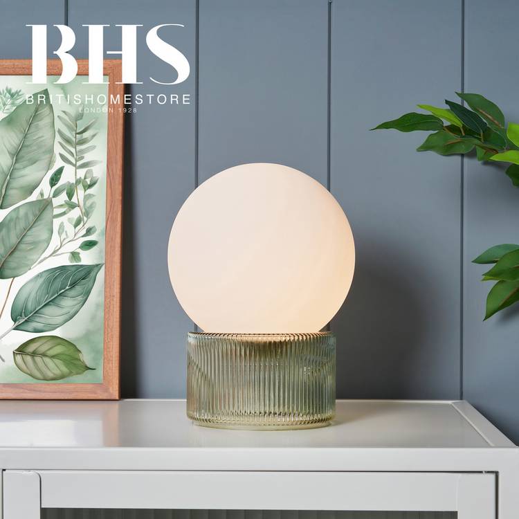 BHS Orbi opal glass table lamp green (British brand)
