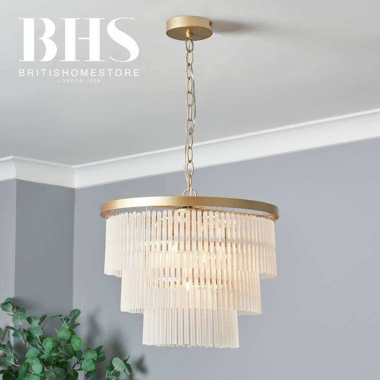 BHS Orta pendant light frosted glass brass, imported from the UK