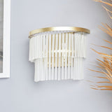 BHS Orta tiered frosted glass wall light in brass, UK version
