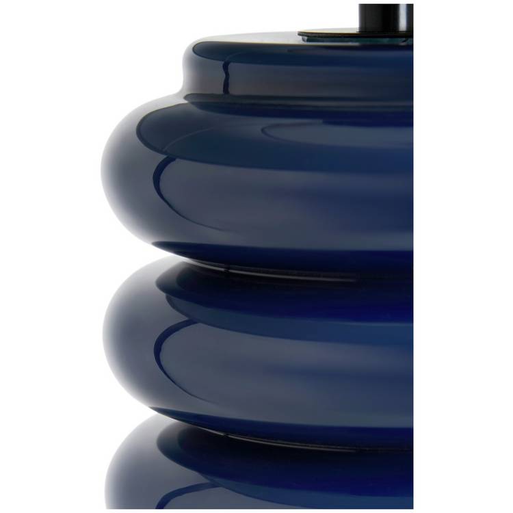 BHS ribbed glass table lamp blue fabric shade, imported from the UK