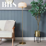BHS Reed floor lamp brass finish with ribbed glass shade, UK version