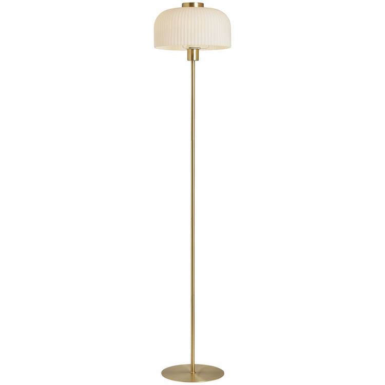 BHS Reed floor lamp brass finish with ribbed glass shade, UK version