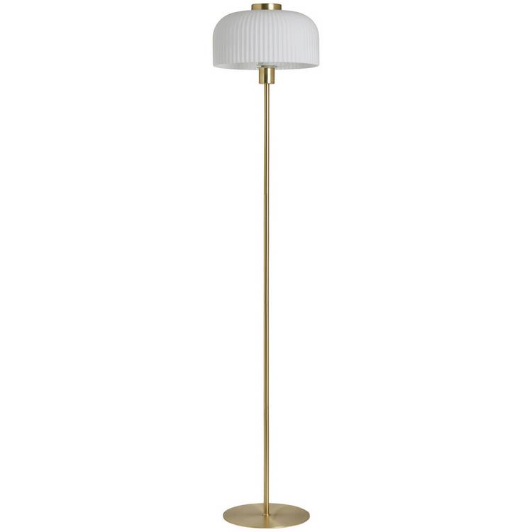 BHS Reed floor lamp brass finish with ribbed glass shade, UK version