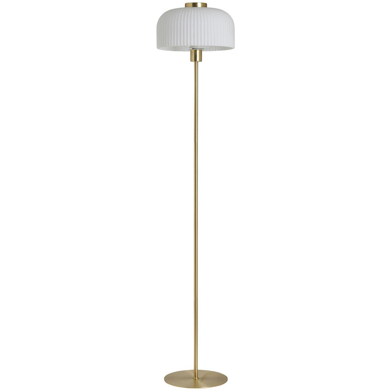 BHS Reed floor lamp brass finish with ribbed glass shade, UK version