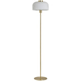 BHS Reed floor lamp brass finish with ribbed glass shade, UK version