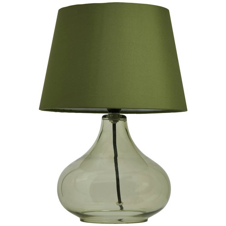 BHS teardrop glass table lamp in green (British brand)