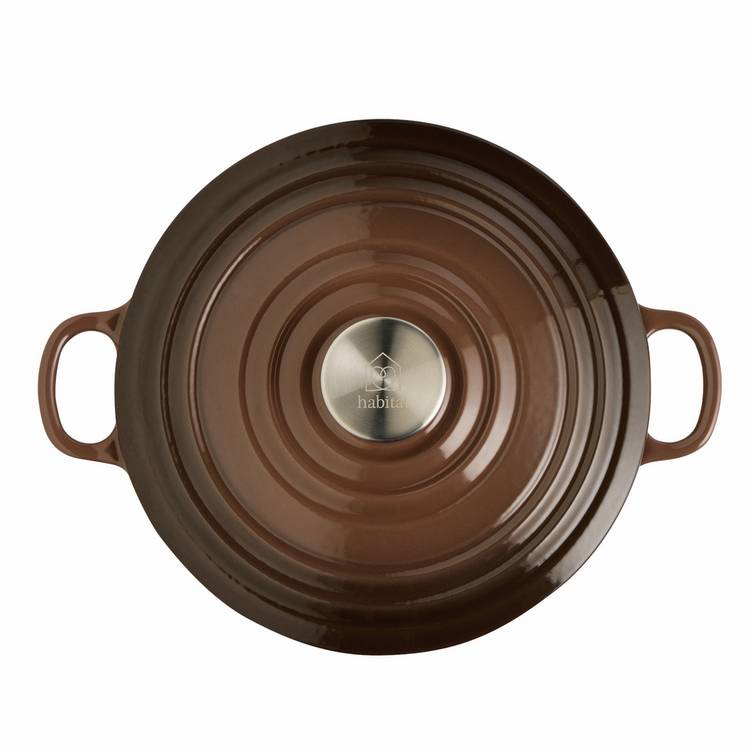 Habitat cast iron casserole dish shallow 4 litre chocolate (British brand)