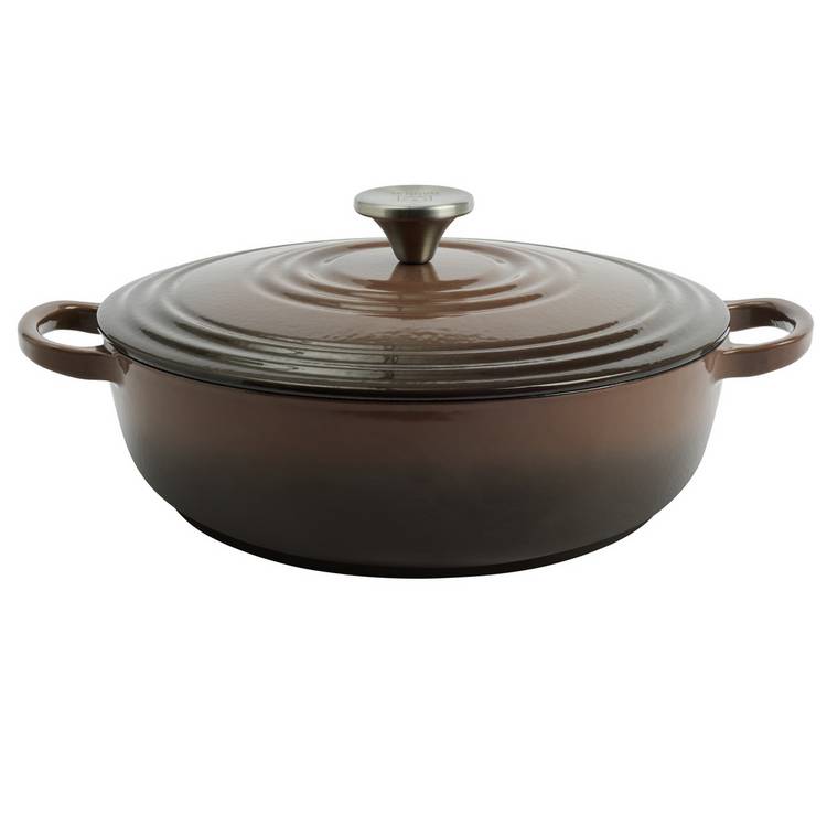 Habitat cast iron casserole dish shallow 4 litre chocolate (British brand)