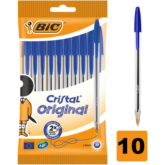 Bic Cristal Blue Medium Ball Pens Office Supplies ASDA   
