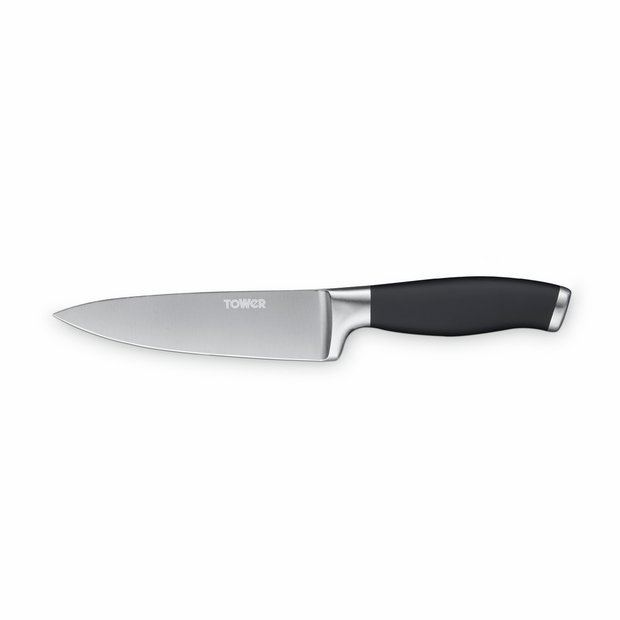 Tower small soft grip chef's knife black silver (British brand)