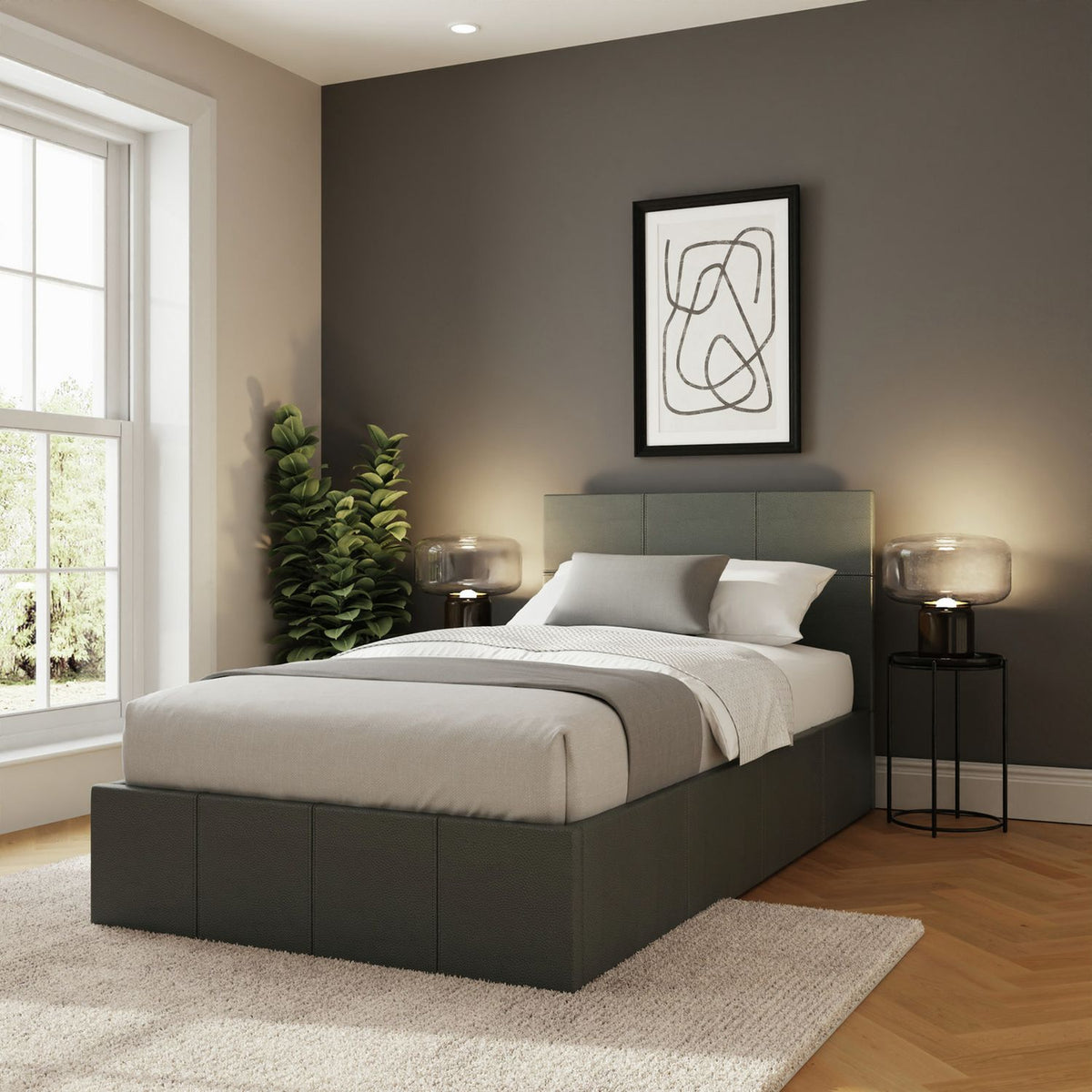 GFW End Lift Single Ottoman Bed - Grey