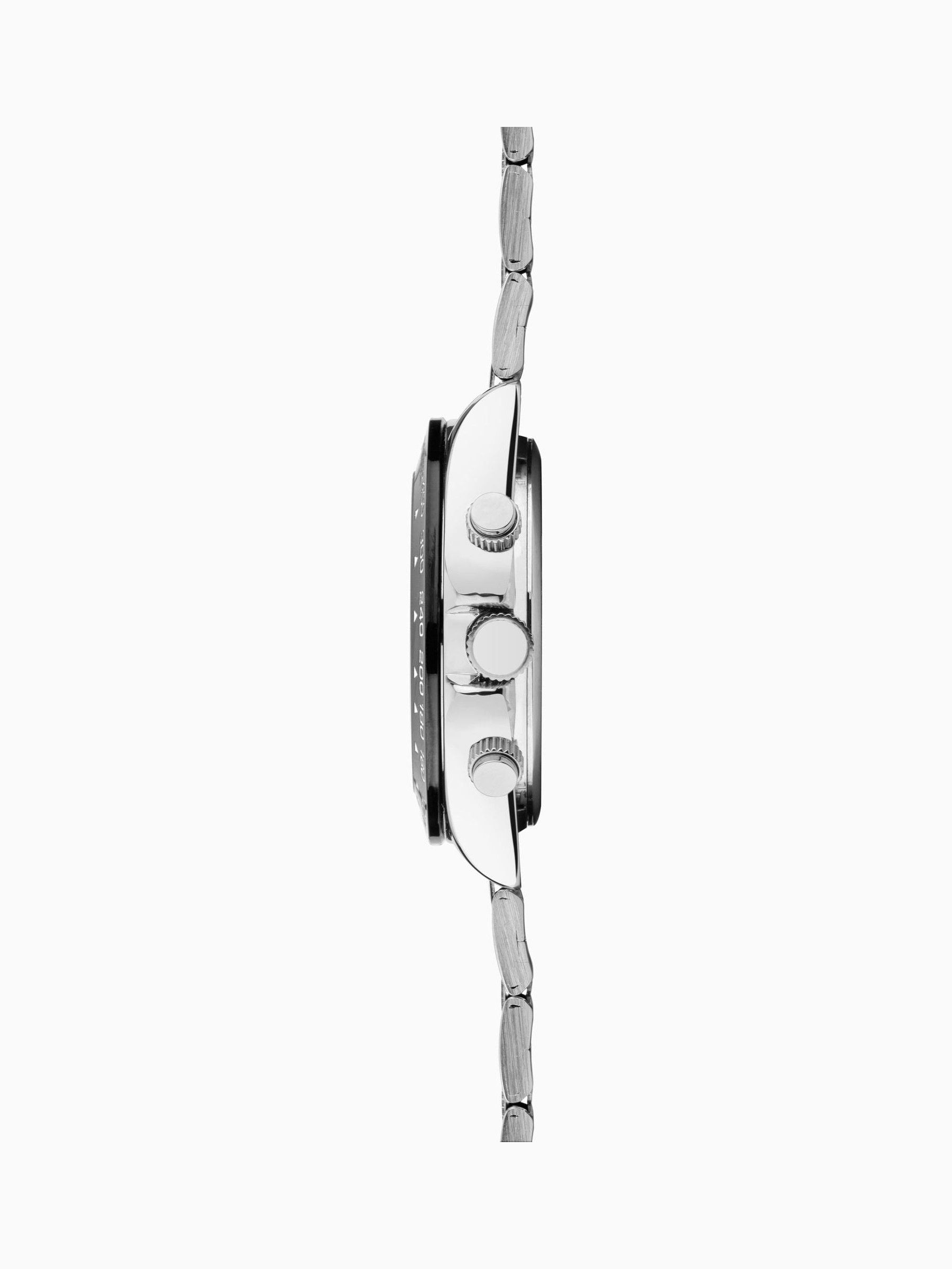 Sekonda Silver White Sports 40mm Circuit Chronograph Watch In Two Tone With Stainless Steel Bracelet & Dial