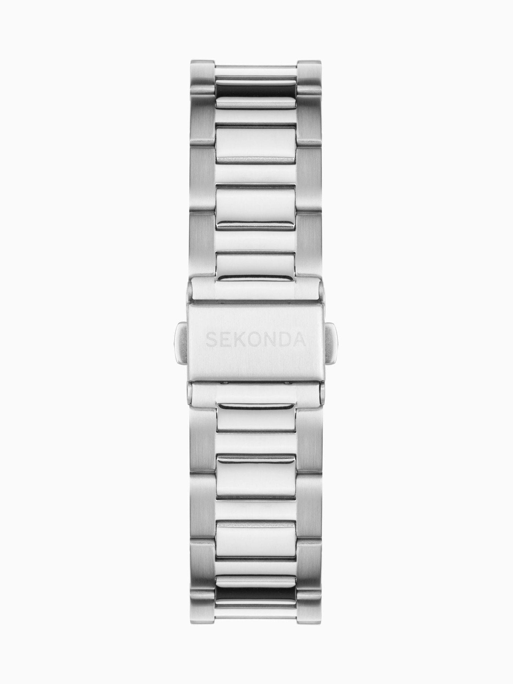 Sekonda Silver White Sports 40mm Circuit Chronograph Watch In Two Tone With Stainless Steel Bracelet & Dial