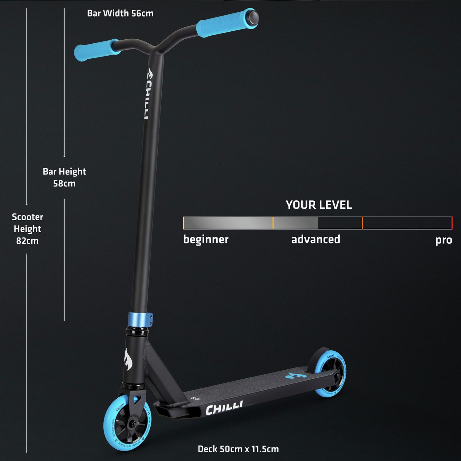 Chilli Pro Base beginner stunt scooter blue (British brand)