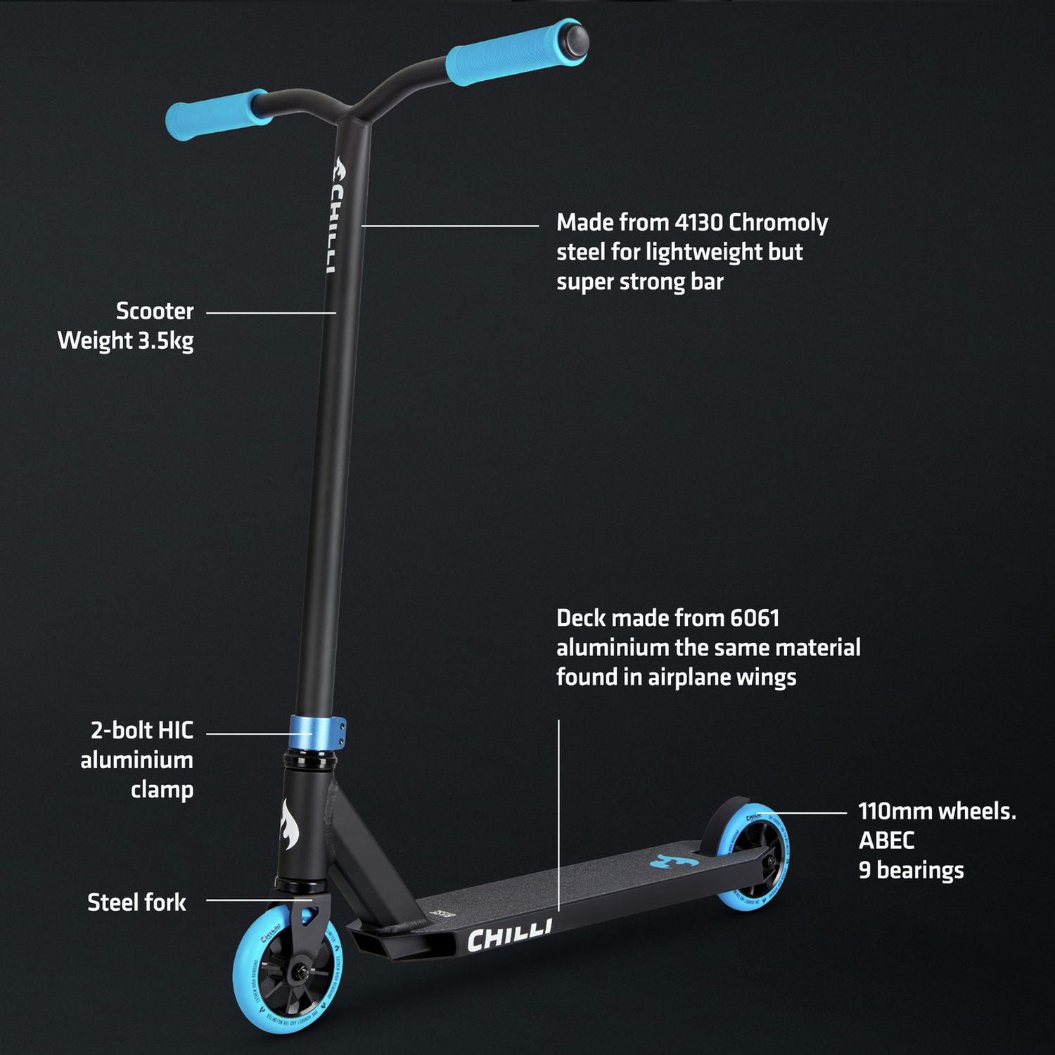 Chilli Pro Base beginner stunt scooter blue (British brand)