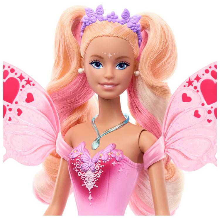 Barbie Fairy Doll with toy wand and colour-change wings 32cm, UK version