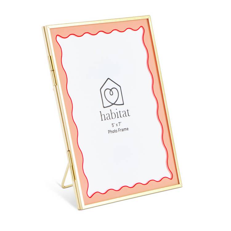 Habitat wavy pink metal picture frame 5x7 inch, imported from the UK