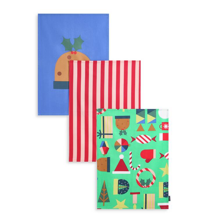 Habitat festive icons tea towels 66x46cm set - British product