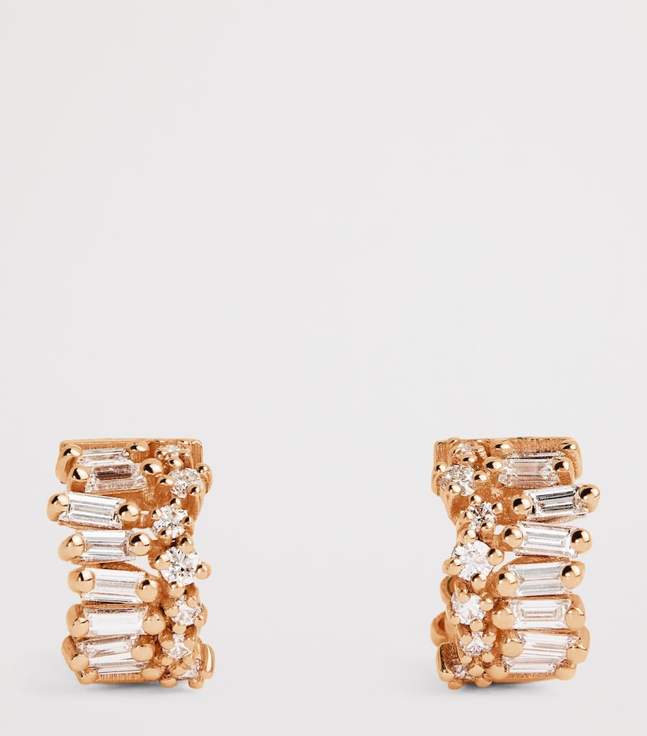 Suzanne Kalan rose gold diamond hoop earrings (British brand)