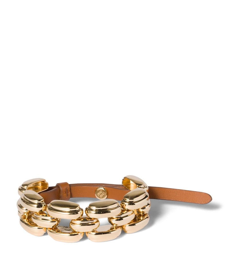 Miu Miu leather and metal bracelet, UK version