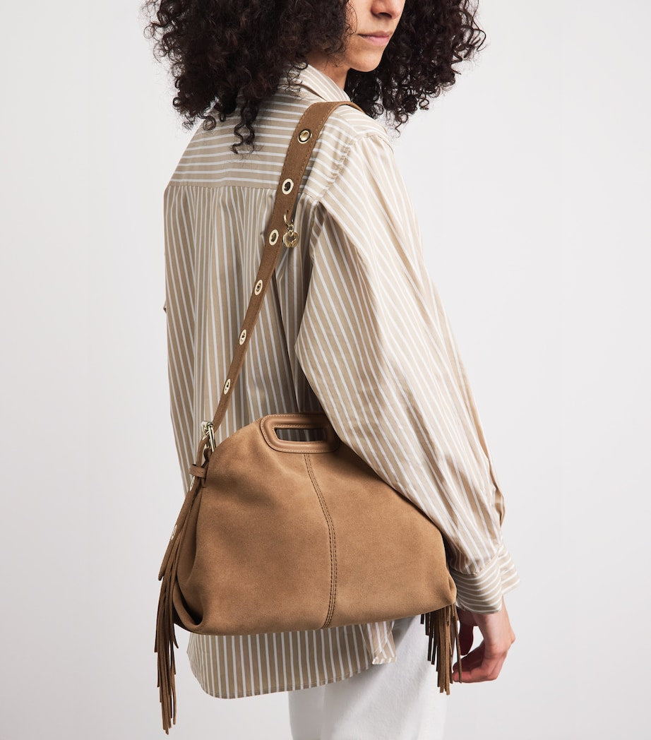 Maje Miss M suede shoulder bag 16x31cm, imported from the UK