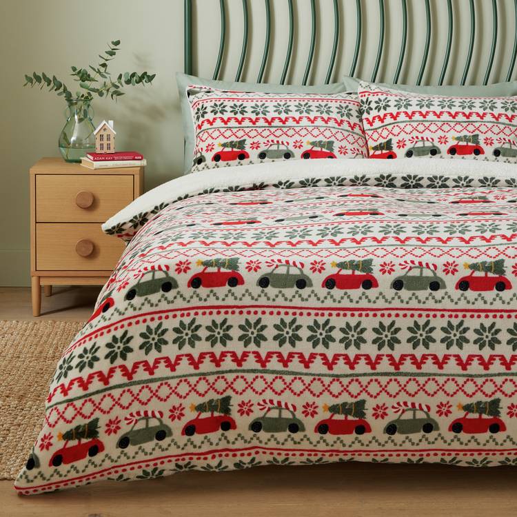 Argos Home reversible fleece Christmas bedding set single - British product