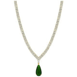 Jon Richard emerald green statement pear drop necklace, imported from the UK