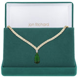 Jon Richard emerald green statement pear drop necklace, imported from the UK