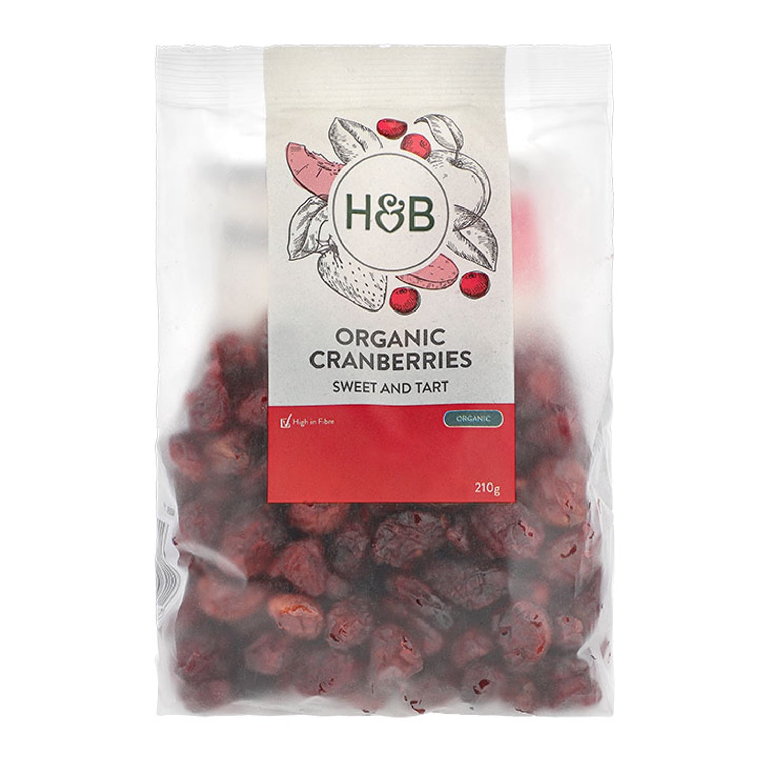 Holland & Barrett organic cranberries 210g, UK version