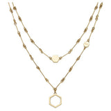 Olivia Burton gold and steel double layer honeycomb necklace, imported from the UK