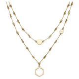 Olivia Burton gold and steel double layer honeycomb necklace, imported from the UK