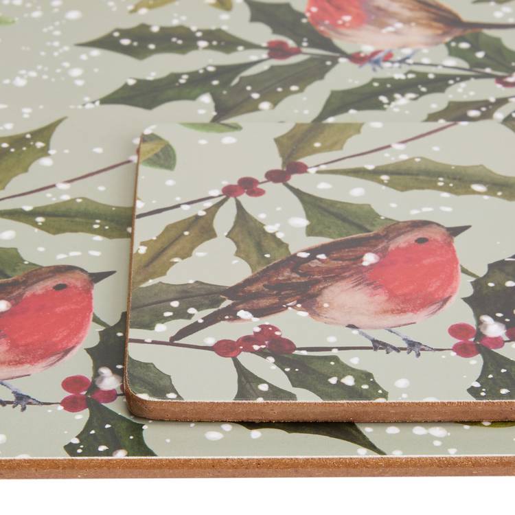 Argos Home robin themed placemats and coasters set - British product
