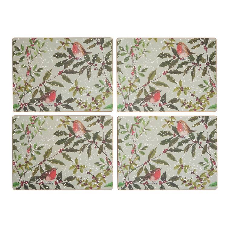Argos Home robin themed placemats and coasters set - British product