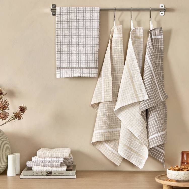 Argos Home terry tea towels pack of 8 neutral (British brand)