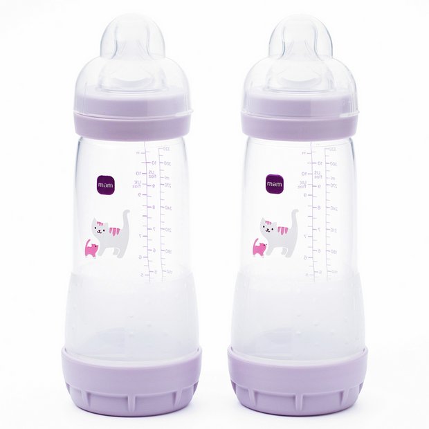 MAM anti-colic baby bottles fast flow teats 320ml 2 pack, UK version