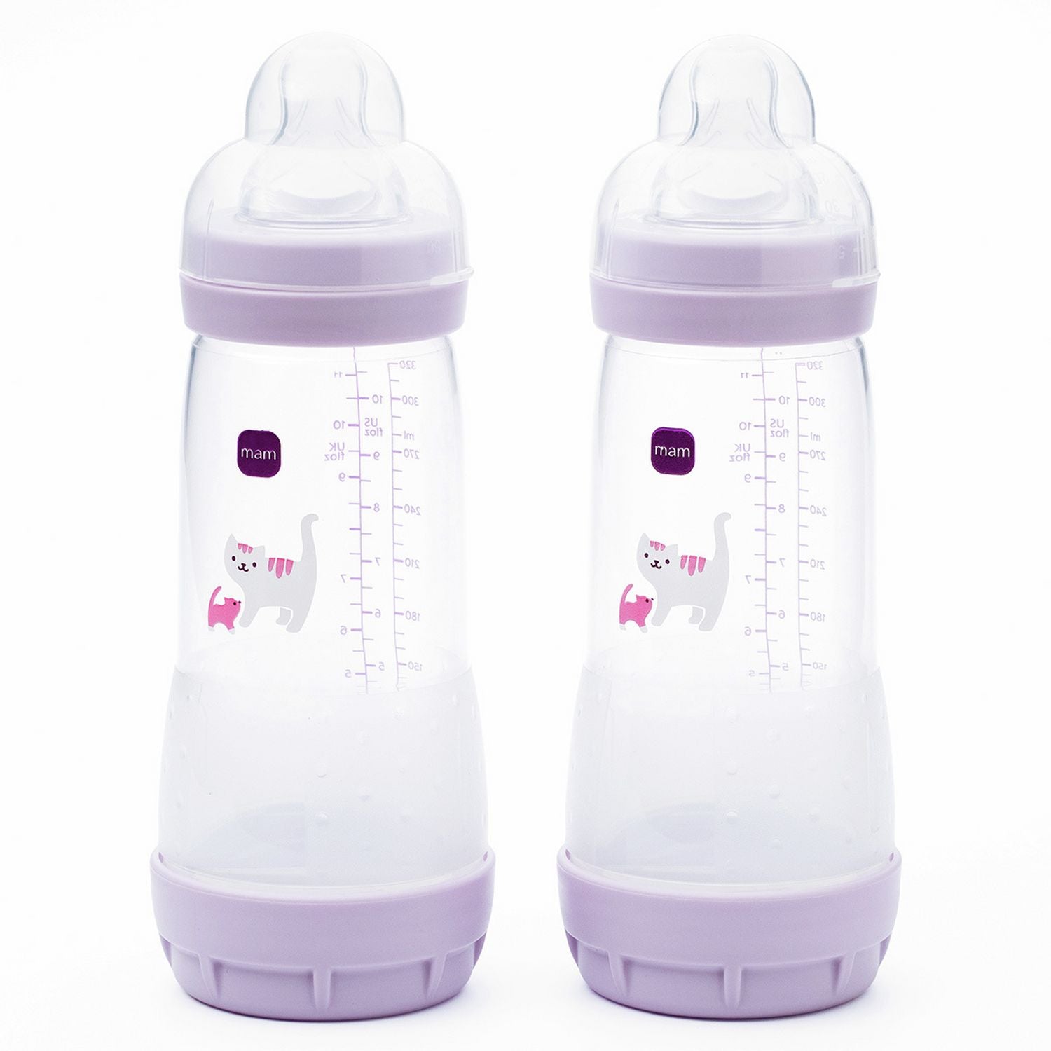 MAM anti-colic baby bottles fast flow teats 320ml 2 pack, UK version