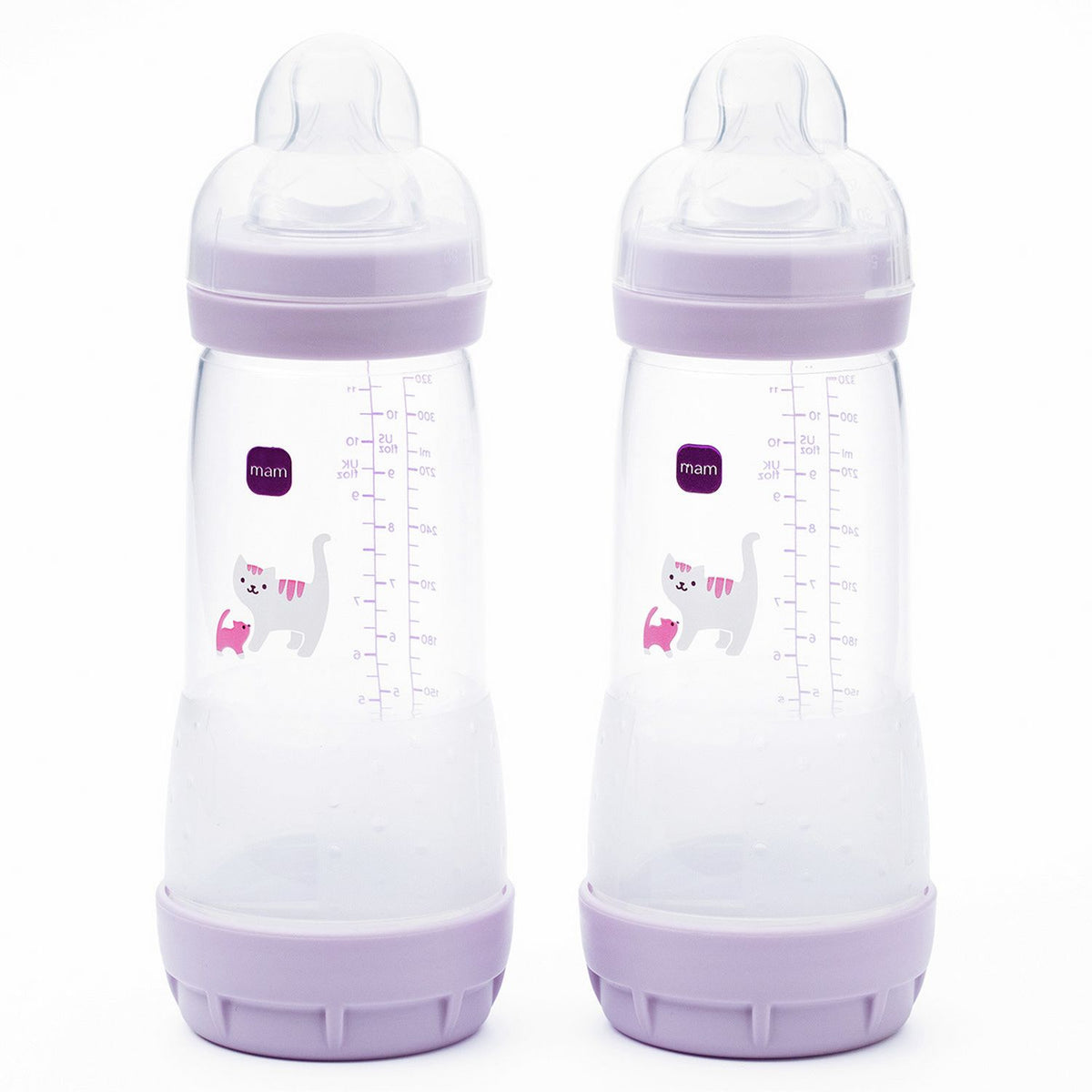 MAM anti-colic baby bottles fast flow teats 320ml 2 pack, UK version