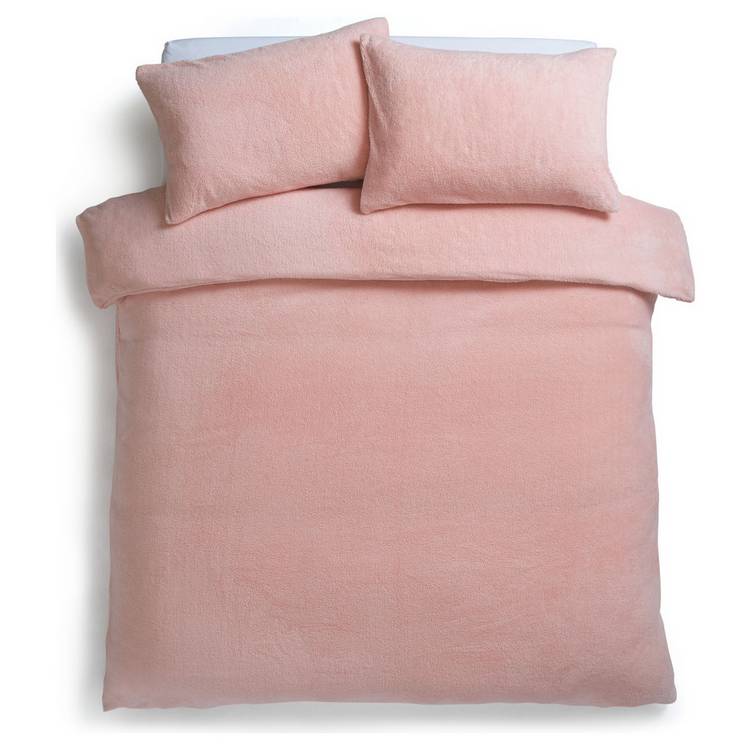 Argos Home teddy fleece blush bedding set single, imported from the UK