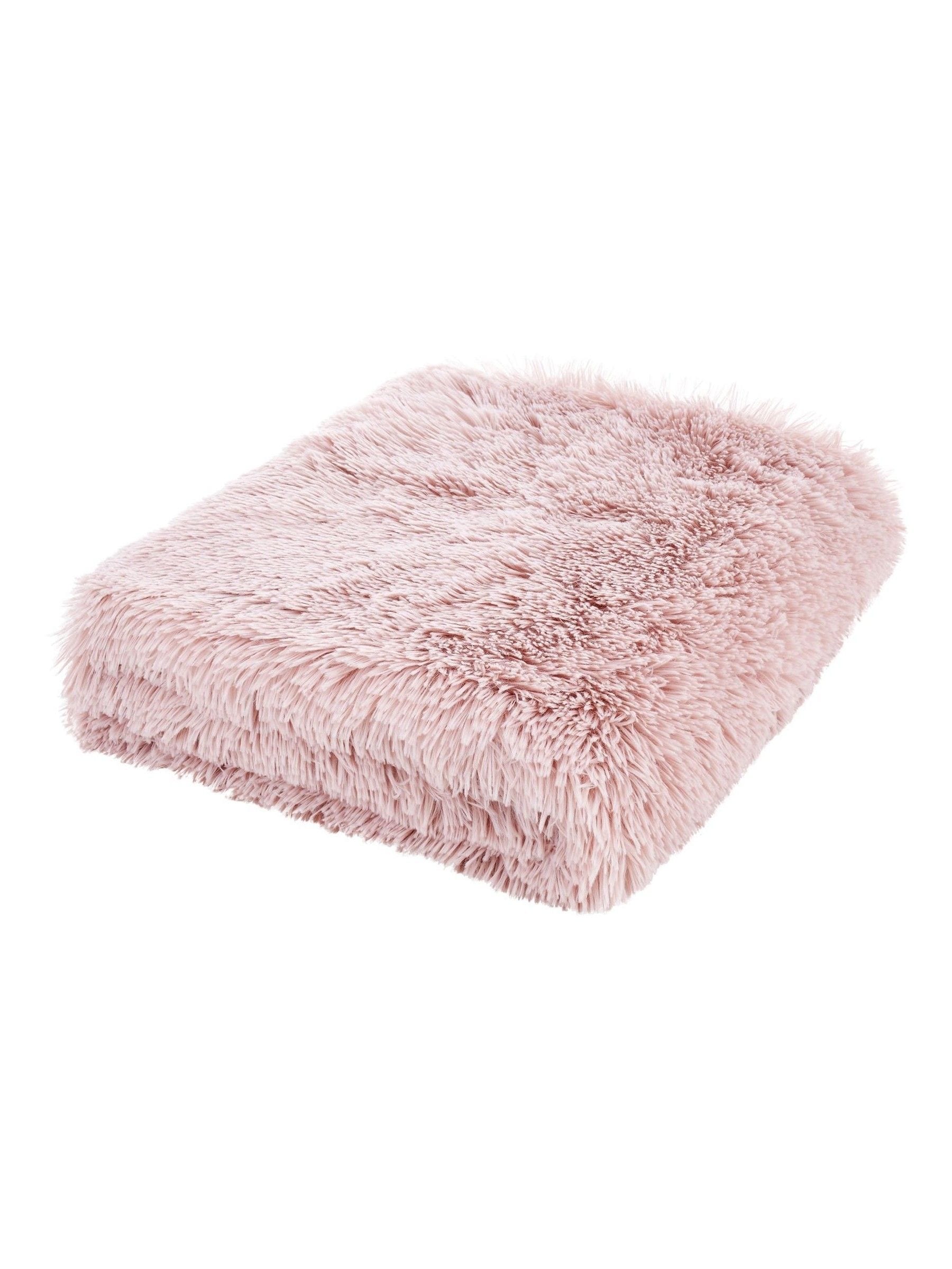 Catherine Lansfield pink extra large faux fur throw (British brand)