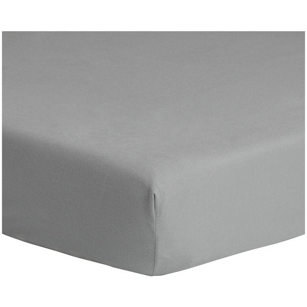 Home Essentials brushed cotton fitted sheet grey single, imported from the UK