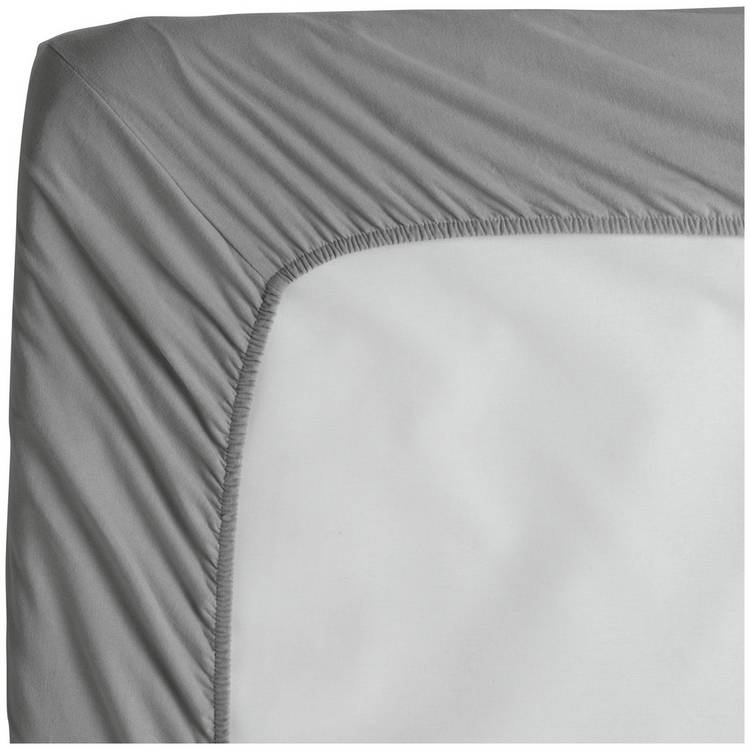 Home Essentials brushed cotton fitted sheet grey single, imported from the UK