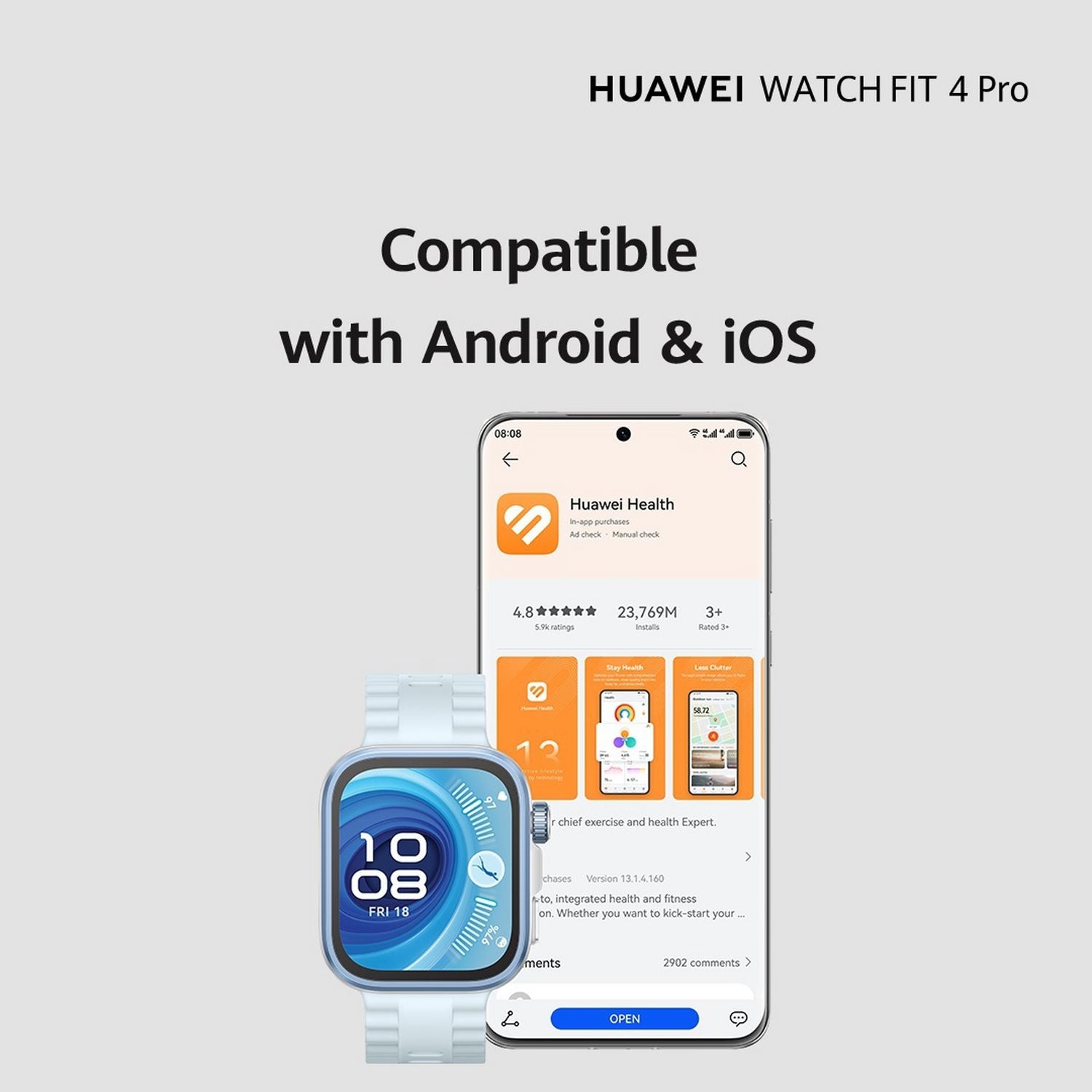 HUAWEI Fit 4 Pro 45mm Smart Watch - Titanium Blue