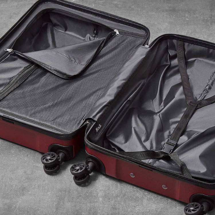 Rock suitcase burgundy 8 wheel small - British brand