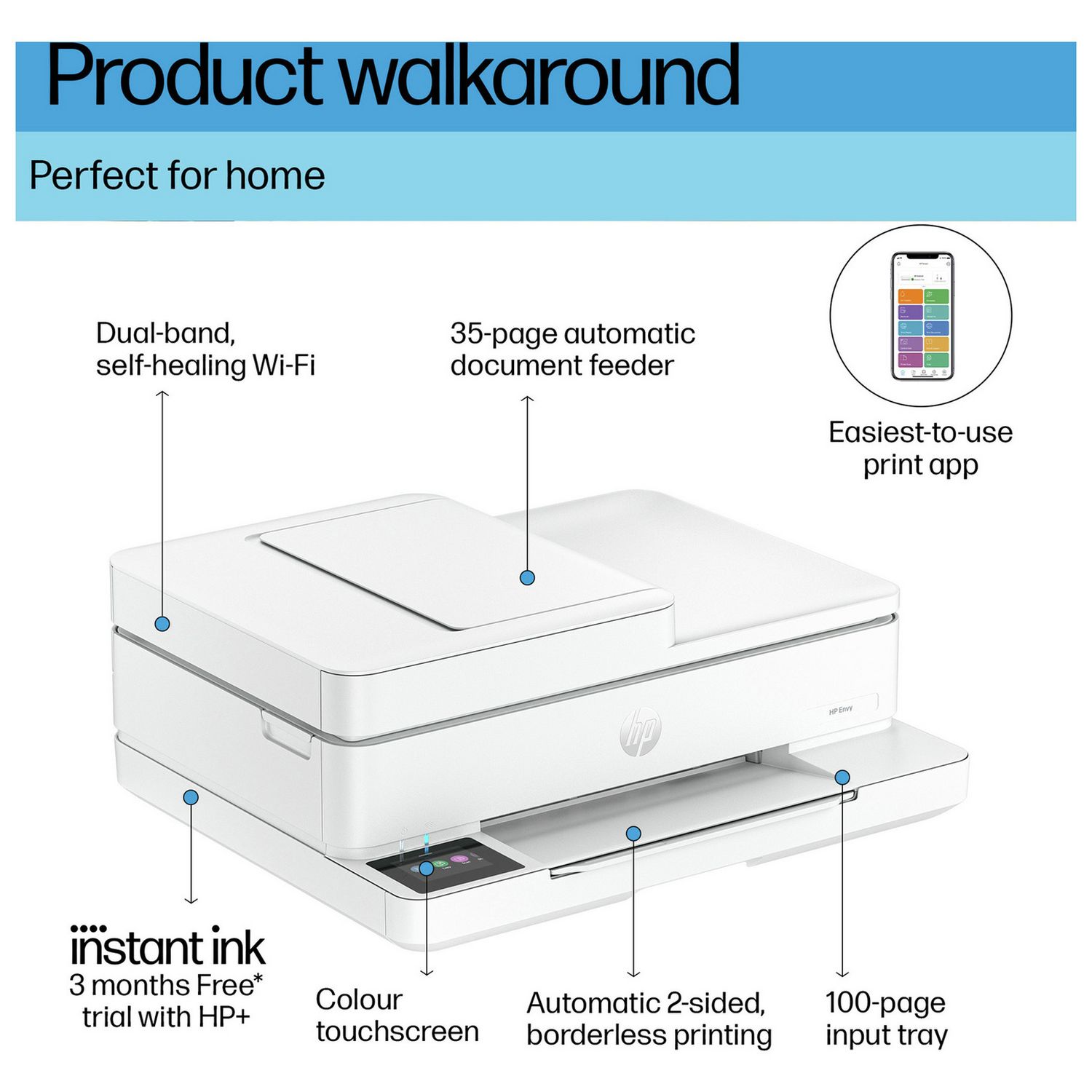HP Envy 6530e wireless printer with scanner and copier, UK version