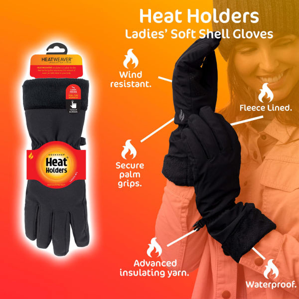 Heat Holders dame soft shell termiske vanntette hansker, importert fra Storbritannia