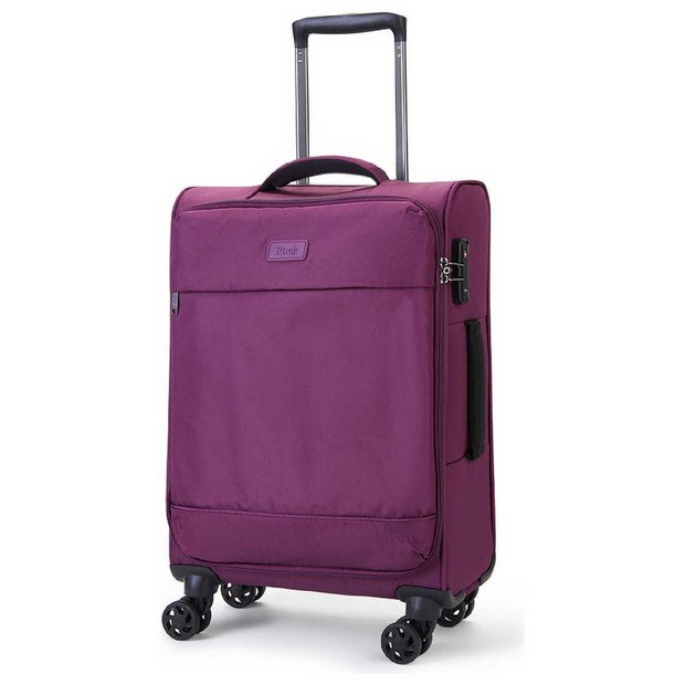 Rock 8 wheel soft suitcase small purple - British product