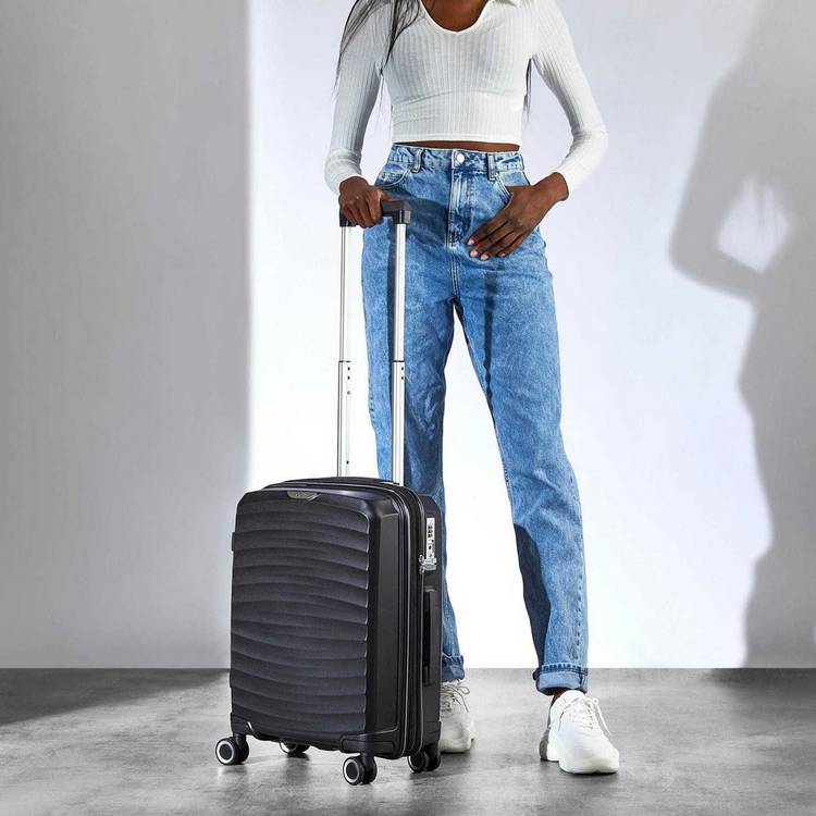 Rock expandable hard suitcase small black, UK version