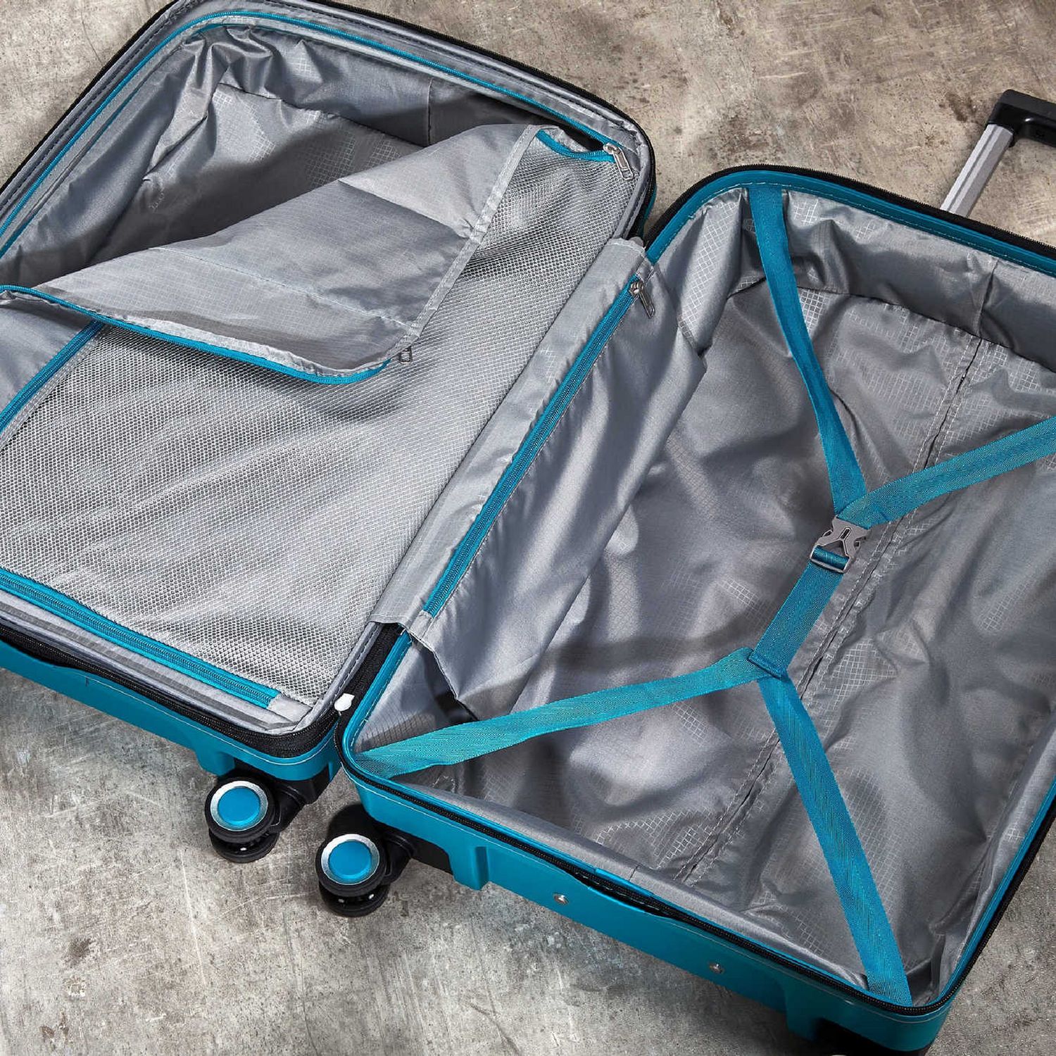 Rock expandable hard suitcase small blue - British product