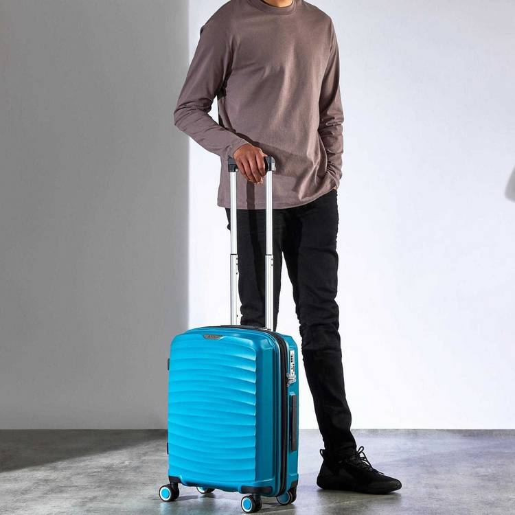 Rock expandable hard suitcase small blue - British product