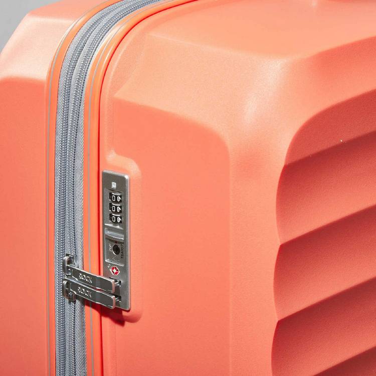 Rock expandable 8 wheel hard suitcase small peach - British product
